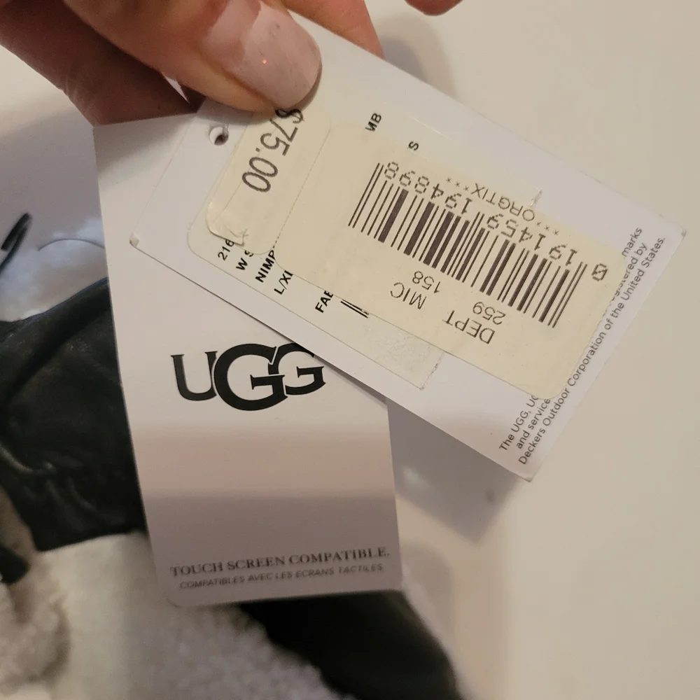 UGG Faux‎ Sherpa/leather Flip Mittens NWT L/XL Rare Skiing Outdoors Cold Weather